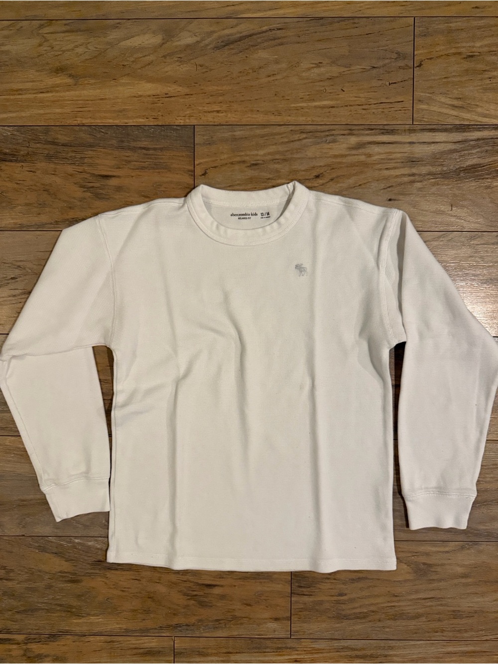 abercrombie kids White Relaxed Fit Ribbed Crew Neck Tee